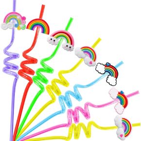 24 Rainbow Birthday Party Supplies Drinking Party Straw for Rainbow Party Favors Decor