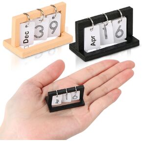 2 Pieces Mini Calendar for Dollhouse Tiny Wooden Calendar Flip Desk Calendar Dollhouse Cute Office Decor Desk Decorations