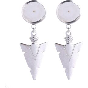 Reidgaller 20pcs Fit 12mm Cabochon Earring Setting Blanks with Triangle Charms Dangle DIY Bezel Trays for Jewelry Making Supplies
