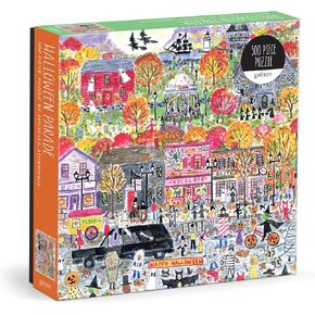 Galison Halloween Parade – 500 Piece Michael Storrings Jigsaw Puzzle Featuring Artwork of A Spooky and Festive Halloween Parade in Salem Massachusetts
