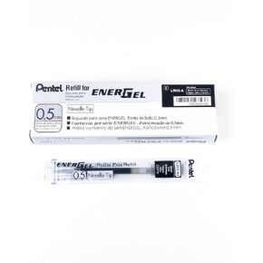 Pentel Refill Ink for EnerGel Liquid Gel Pen, (0.5mm), Fine Line, Needle Tip, Black Ink, Box of 12 (LRN5-A)