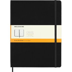 Moleskine Classic Notebook, Hard Cover, XL (7.5" x 9.5") Ruled/Lined, Black, 192 Pages