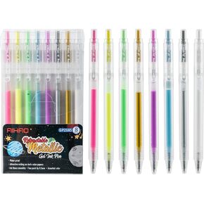 AIHAO Retractable Gel Pen, Assorted Ink Pens with Metallic, Neon, Milky, Vibrant Colors for Writing on Black Paper, Fine Point Tip 0.5mm, Drawing Pens for School, Office