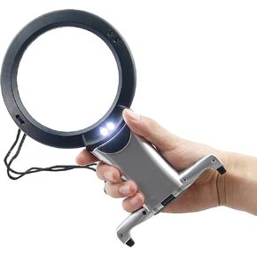 ARSUK Magnifying Glasses with Light, Hands-Free Neck Magnifier for Reading Sewing Cross Stitching Needlework Crafts Hobby Jewelry Repair, 2X 6X Magnification Hanging Cord & Desk Stand