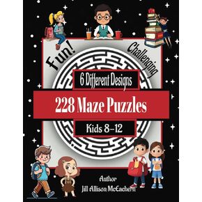 كتاب ألغاز Maze: 228 الألغاز والحلول: 6 تصميمات مختلفة ، للطفل 8-12