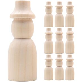 SAFIGLE 10pcs Unfinished Wood Peg Dolls - Diy Paintable Wooden Puppets Models, Handcrafted Blank Wooden Figures for Crafts and Creative Play Wooden Dolls Unfinished Wood Wooden Peg Dolls