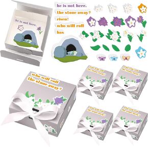 Colarr 24 Set Easter Craft Kit for Kids فارغة قبر الصلاة مربع DIY ملهم عيد الفصح الديني مع يسوع الديني صناديق للدرس الفصول الدراسية للأطفال أنشطة مدرسة الأحد