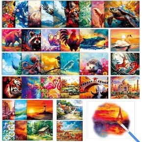 JarThenaAMCS 35Pcs Dementia Water Painting Products for Elderly Reusable Water Doodle Coloring Set with Painting Brush for Adults Senior Alzheimer's Drawing Gift