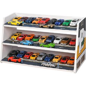 Kivmcds 1/64 Hot Die Cast Wheel Display Case，Five-Tier Stepped car Model Display Stand，Toy Car Storage Display Rack（Parking Lot Scene）