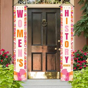 Lofaris Pink Women's History Month Flag Banner, 70.8x11.8 Inches, 2pcs – Celebrate Women’s Day, March Women's History Month Outdoor Garden Porch Decoration, Perfect for Party, Photography Backdrops, Home & Yard Decor