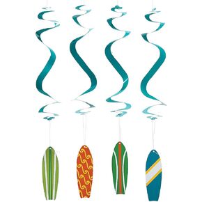 Fun Express - Surf's Up Birthday Hanging Swirls - Party Decorations - Spirals & Swirls - 12 Pieces - Perfect for Beach-Themed Celebrations