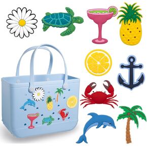 Large Charms for Bogg Bag, 9 Pcs Charms for Rubber Tote Bag, Summer Beach Cute Decoration Accessories Charms for Women Girls