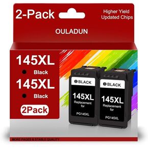 PG-145XL Black Ink Cartridges Combo Pack Replacement for Canon 145XL 145 PG 145 High Yield for PIXMA TS3110 iP2810 MG2410 MG2510 MG2910 MG3010 (2 Black)