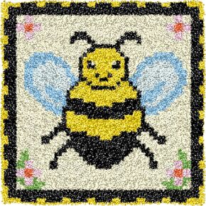 Latch Hook Kits for Kids Adults 2025 New DIY Rug Tapestry Kits with Printed Canvas Embroidery Kits Festival Gifts Home Decoration (11.8inch X 11.8inch,Bee)