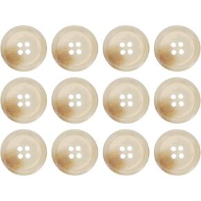 HARFINGTON 12pcs Resin Sewing Button, 23mm 7/8-Inch 4 Holes Round Buttons for Coat, Men's Suit, Clothes Garment, Coffee Brown