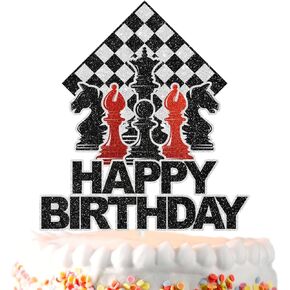 Chess Cake Topper Chess Player Happy Birthday Chess Board Piece Decoration, Chess Player Birthday Party, Baby Shower Party or Chess Themed Party Decoration, Birthday Gift for Kids. SugarGera