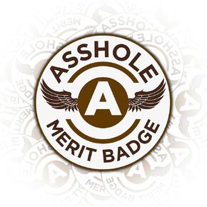 (3PCs) Asshole Merit Badge Stickers Vinyl Sticker for Men Dad Husband Construction Welding Union Military Ironworker Lineman Oilfield Electrician Pipeliner Patriotic Decals Co-Workers Gag Gift