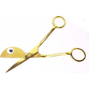 6'' Golden Scissors with a small eye decoration，Duckbill Shears,Applique Scissors,Carpet Trimming Scissors for tufting diy,One of tufting supplies,Embroidery Scissors