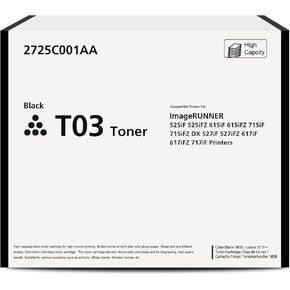 T03 2725C001AA Black Toner Cartridge Compatible with Canon ImageRunner Advance 525iF 525iFZ 615iF 615iFZ 715iF 715iFZ DX 527iF 527iFZ 617iF 617iFZ 717iF 717iFZ Printer, 1-Pack