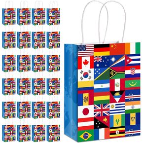 16 Pack International Flag Bags World Flag Gift Bags for Opening Sports Events Celebration Goodie Candy Party Favors Decoration Supplies in Kuwait