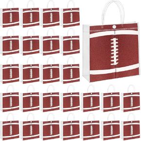 MIMIND Football Gift Bags with Handles Football Party Favors Goodie Treat Bag, 30 Pieces Clear PVC Bags 8 x 8 x 3.15 Inch Gift Wrap Tote Bag for Sport Theme Birthday Party Supplies