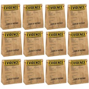Fun Express Detective Mystery Party Evidence Favor Bags - 6.5" x 9" (12 Sets) - Perfect for Mystery Parties, Detective-Themed Events & Party Favors