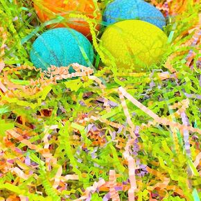 1 LB Easter Grass Crinkle Cut Paper Easter Grass Basket Filler Recyclable Shred Filler Mix Raffia Grass for Gift Box Basket Filler Party Birthday Gift Wrapping