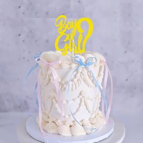 Gender Reveal Cake Topper Pink and Blue Bow Baby Shoes Cake Topper for Baby Shower Cake