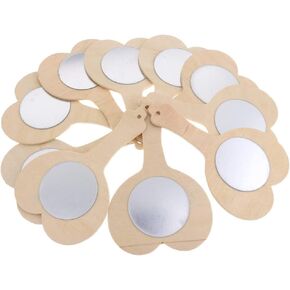 10pcs Wooden Handheld Mirror Unfinished Wooden Toys for Kids DIY Wood Crafts Toy - Heart