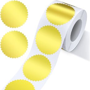 Outus 1000 Pieces Certificate Wafer Embossing Seal Stickers Labels Stickers with Serrated Edge for Envelopes Business School, 2 Inch Round