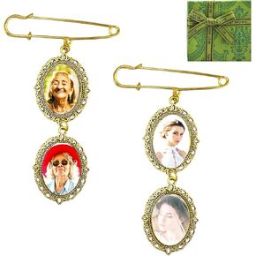 2 Sets Wedding Bouquet Photo Charms Bouquet Charm for Gift Bridal bridegroom Charm DIY Pin Brooch Making Kit Bouquet Picture Charm for Wedding Memory Friend Wedding Gift