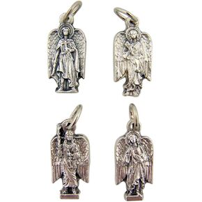 Silver Tone Set of The 4 Archangels of God Pendants, 13/16 Inch