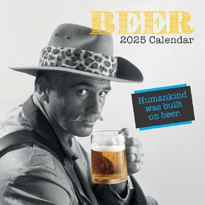 2025 Square Wall Calendar, Beer, 16-Month Funny Corner Theme with 180 Reminder Stickers (12 x 12 In)
