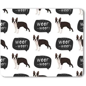 Dog Mouse Pad Boston Terrier with Hand Drawn B Woof Cute Cartoon Animal Gaming Mouse Mat Non-Slip Rubber Base Thick Mousepad for Laptop Computer PC 9.5x7.9 Inch