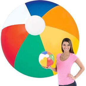 Inflatable Beach Balls Multicolored Design for Swimming Pool Party Favor, Birthday Parties, Summer Fun Toy, 16" Inches (6-Pack)