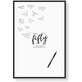 Karto 50th Birthday Signature Board for Party - Party Supplies, Guest Book, Signing Board, Or Card Alternative - Poster Size 11x17 (Unframed) - Simple Grey