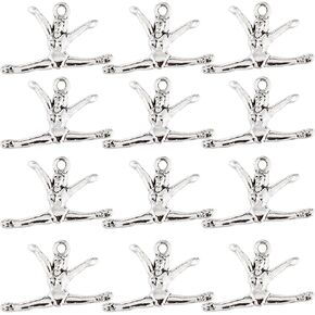 SUNNYCLUE 1 Box 80Pcs Gymnastics Charms Dancer Charm Bulk Cheerleader Sports Spirit Cheer Tibetan Style Alloy Silver Gymnast Charm for Jewelry Making Charms Supplies DIY Necklace Bracelet Earrings