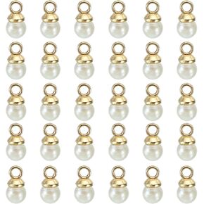 PATIKIL Pearl Charm, 100pcs Pearl Beads Faux Pearl Pendant Charm DIY for Jewelry Making Bracelets Earrings Necklace Crafts