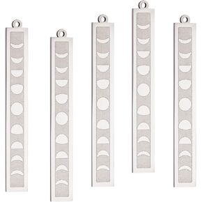 WEWAYSMILE 5 Pcs Moon Phase Bar Charms Pendants Crescent Moon Bar 201 Stainless Steel Pendants Moon Phase Charms for DIY Necklace Jewelry Making Accessories - Stainless Steel