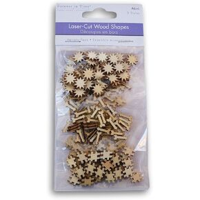 Ultra-Miniature Laser Cut Wood Shapes - Stars, Arrows, Hashtags - Approximately 100 Pieces