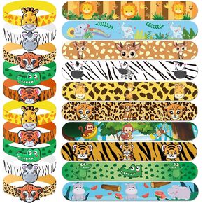 XIPEGPA 30 PCS Jungle Safari Party Favors Wild Animals Slap Bracelets Silicone Wristband for Animal Theme Party Favors Jungle Safari Birthday Party Supplies(Animal)