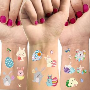 Comelodiant Easter Party Favors Tattoos 10 Sheet Easter Temporary Tattoos Bunny Egg Tattoos Decorations for Easter Activities Basket Goodie bags Fillers