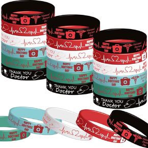 36pcs أساور المطاط في يوم الأطباء الوطنيون الوطنيون ، شكرًا لك يوم التقدير الطبيب/الطبيب على طابع أعياد الميلاد ، فإن الأطباء الهدايا جائزة Goodie Bag Favors معصم السيليكون