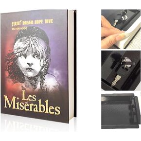 Real Pages Book Safe with Key Lock - Hollow Secret Compartment for Cash, Jewelry, Passports | Anti-Theft Hidden Storage Box Disguised as Home&Office Book |Travel Safe (Les Miserables)