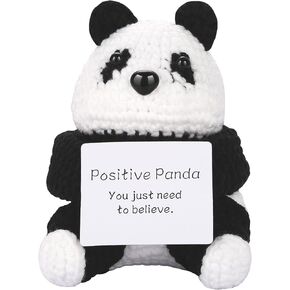 Crochet مضحكة Panda Toy Plushies- البهجة العاطفية المصنوعة يدويًا دعمًا متوكًا ببطاقة التشجيع لعيد ميلاد النساء ، ديكور لوحة معلومات المكتب المنزلي اللطيف للكبار 15+