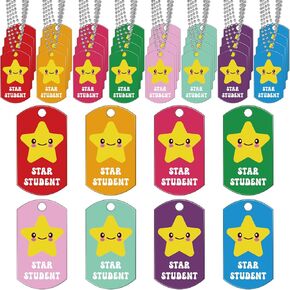 32 Pcs Student Incentives Acrylic Star Student Dog with Chains Recognition Tag Education Awards Prizes Bulk for School Classroom Reward Teacher Supplies, 8 Styles