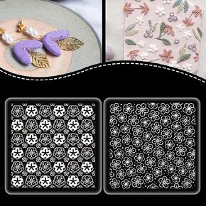 beinkmake 2Pcs Cherry Blossom Polymer Clay Texture Sheets Texture Mat Pottery Tools Reusable Pad for Earrings Jewelry Making DIY Crafts