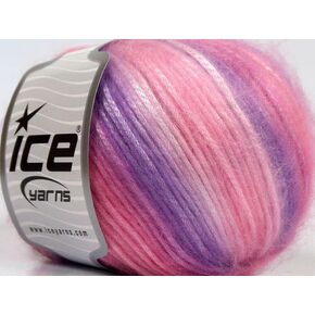 Ice Yarns Pinks and Lilacs Picasso Fuzzy with Subtle Sheen Yarn, Polyester, Acrylic Blend 50 Gram 125 Yards, Pink Shades, Lilac Purple
