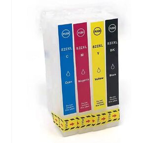 BJ-INK822XL T822XL Sublimation Ink Cartridges, Empty Refillable Ink Cartridges Without Chip Compatible withWF-3820 WF-4820 WF-4830 WF-4834 Printers (822 Without Chip)