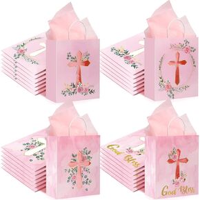 Thenshop 24 Pack Pack Hight Gips with Tissue Paper Porpism First Compleles Hig Bag Bag Dender Bass Cross God Gud Bass with First Compleinion Partism Church Form in Kuwait